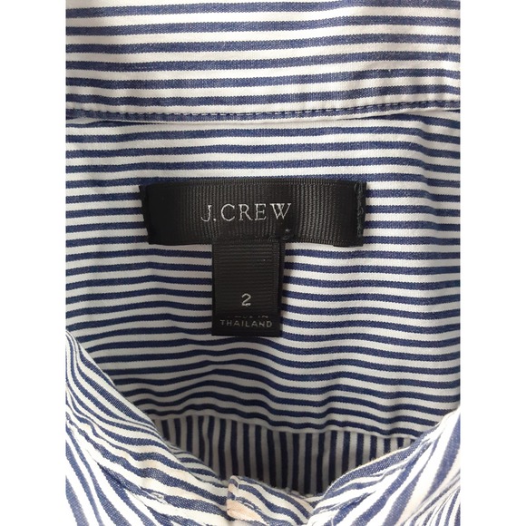 J Crew Womens Blue White Stripe Button Down Tunic Shirt Long Sleeve Side Slit 2 - Picture 6 of 9